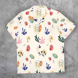 Von Matisse inspiriertes Hemd – Kurzarm-Kunsthemd mit Kragen und Knöpfen – Herren-Damen-Hemd – Hawaii-Hemd – Hommage an Matisse, Männer und Frauen, Ästhetik