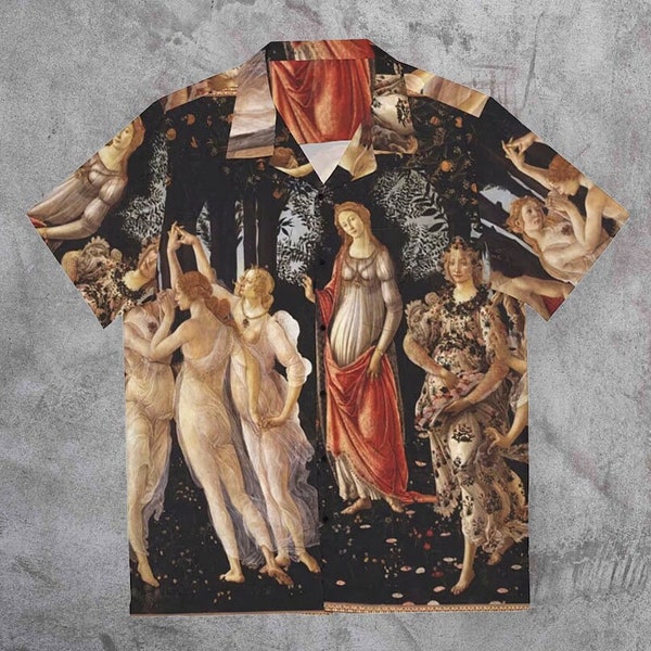 Botticelli shirt - Kunstshirt met knoopsluiting en korte mouwen - Herenshirt - Hawaiiaans shirt - The Spring heren damesshirt esthetisch