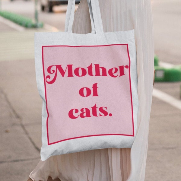Mother of Cats Tote Bag - Cat Lover Gift Bolsa de Algodón
