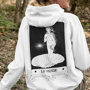The World Tarot Hoodie - Le monde Venus Botticelli Backprint Hoodie sweatshirt - Unisex vintage art hooded