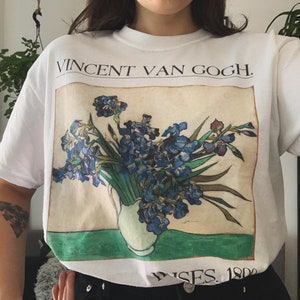 Van Gogh Shirt - Irises Aesthetic Art Clothing - %100 Cotton High Quality