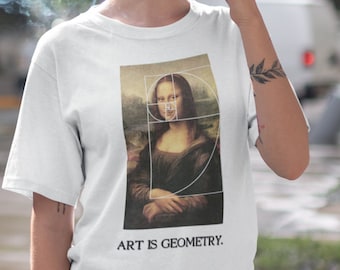 Aesthetic Da Vinci Gioconda - Art is Geometry T Shirt%100 High Quality Cotton