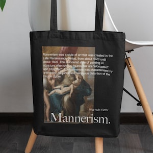 Manierismus Art Movement Tote Bag - Madonna mit dem Langen Hals Bio-Baumwolle schwarz Tote Bag - Ästhetische Vintage Tasche