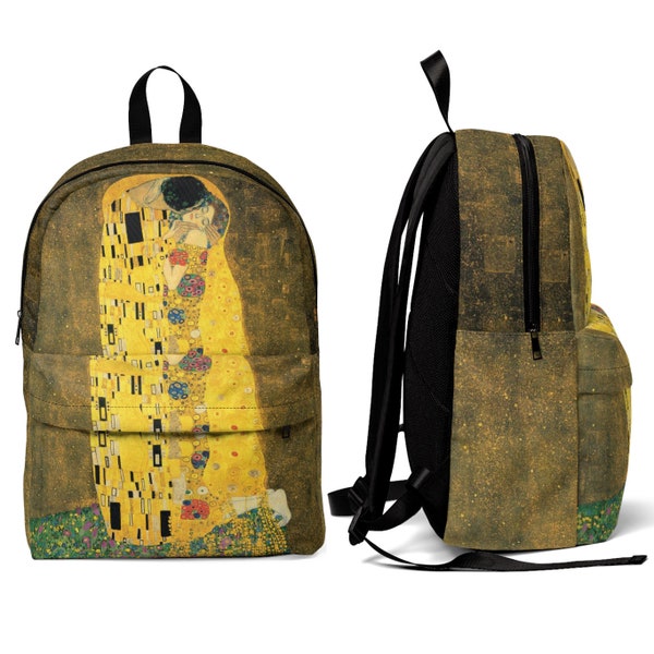 Hommage à Klimt Art Backpack Laptop - Le baiser Gustav Klimt inspiré Women Backpack Men Backpack