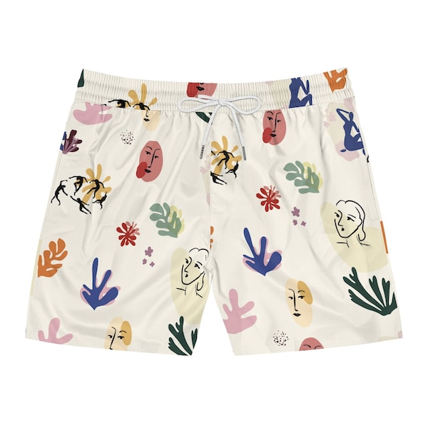 Matisse geïnspireerde Heren shorts - Art esthetiek Fine line Mannen Mid Length Swim Shorts - art movement Beach bottoms - Beach short Man Kleding