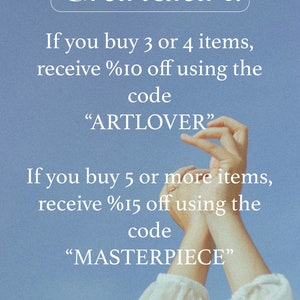 May include: Text on a blue background reads "Granulart." and offers discounts with codes "ARTLOVER" and "MASTERPIECE" for multiple item purchases. The image includes a person's arms and hands.