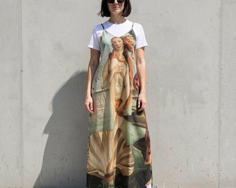 Abito lungo Botticelli - Nascita di Venere, Abito estivo floreale estetico, Abbigliamento boho-chic Museumcore Dark Academia, Rinascimento