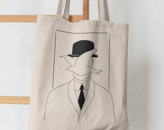 Magritte Inspired One line Abstract art Tote Bag - Minimal Art aesthetic tumblr tote bag