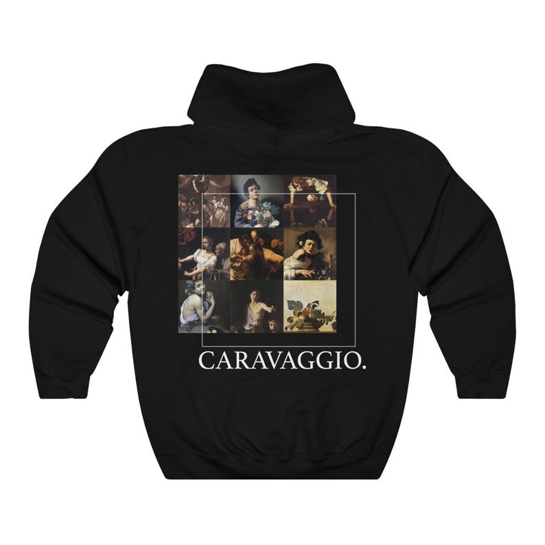 Caravaggio Hooded – Moletom com capuz estético vintage unissex – Arte gótica clássica com impressão traseira imagem 2
