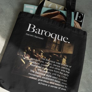 Caravaggio Tote bag - Baroque Art movement Organic Cotton black tote bag - Aesthetic vintage bag - The calling of saint matthew