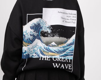 The Great Wave Sweatshirt - Kanagawa Aesthetic Unisex Clothing %100 High Quality Cotton