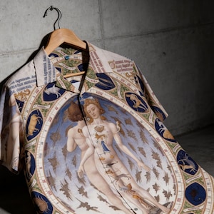 Zodiac short sleeve shirt - Collared button down art shirt Men - Hawaiian Shirt - Très Riches Heures du Duc de Berry art shirt aesthetic