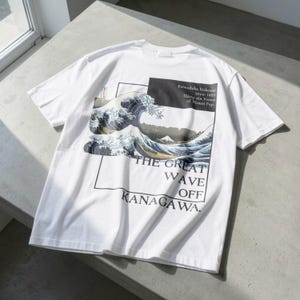 The Great Wave Off Kanagawa Shirt Backprint - Aesthetic Art Unisex Tee %100 High Quality Cotton