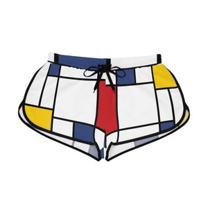 Mondrian inspired Women shorts - Women shorts art aesthetic relaxed shorts - Beach bottoms -Beach Sport women clothing