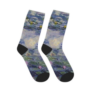 Konststrumpor - Näckrosor Claude Monet-inspirerade strumpor - Herrstrumpor - Damstrumpor - Näckrosor