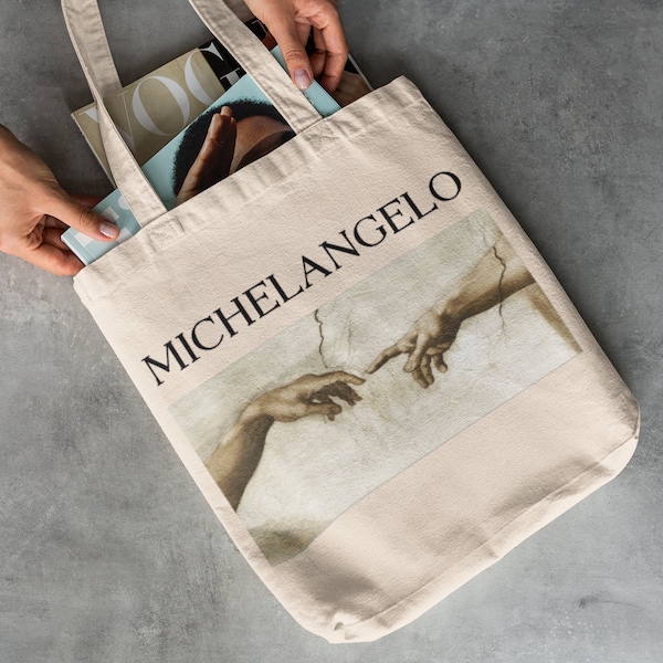 Michelangelo Tote Bag - The creation of Adam Art Vintage