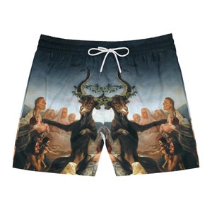 Francisco de Goya Men shorts - El Aquelarre Art aesthetic Men Relaxed Shorts - Goth art dark art Beach Swim shorts - short Sport Clothing