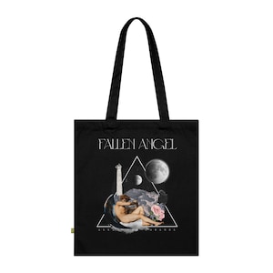 Alexandre Cabanel Tote bag - Fallen Angel Art movement Organic Cotton black tote bag - Aesthetic vintage black tote bag