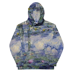 Water Lilies Hoodie - Claude Monet hoodie all over - Water lilies Inspired Monet Oversized unisex hoodie all over Print