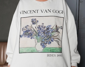 Van Gogh Sweatshirt - Irises Art lover Aesthetic Hoodie %100 High Quality Cotton