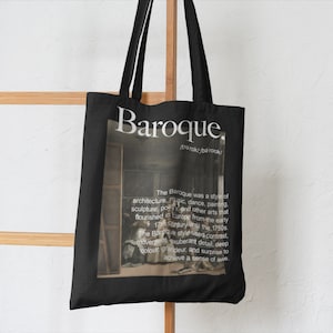 Las Meninas Tote bag - Baroque art movement Organic Cotton black tote bag -  Velazquez Aesthetic vintage bag