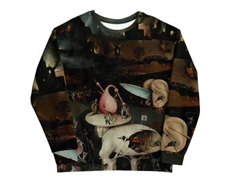 Der Garten der irdischen Freuden Sweatshirt – Hieronymus Bosch Allover-Sweatshirt mit ästhetischer Kunst – Übergroßer Unisex-Hoodie