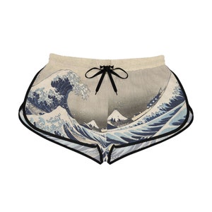The Great Wave of Kanagawa shorts - Hokusai Women shorts art aesthetic relaxed shorts - Beach bottoms - Beach short Sport women clothing