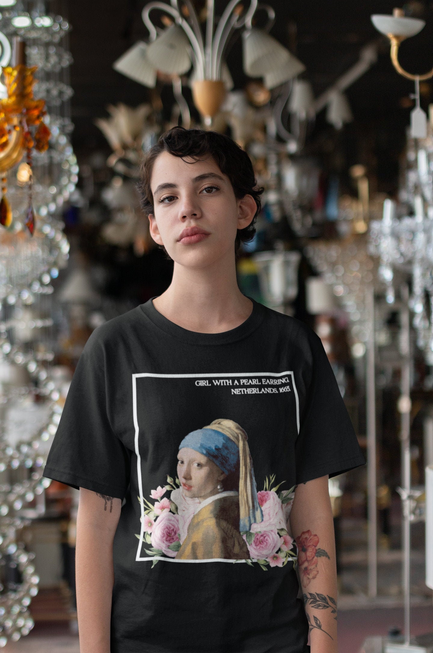 Girl with pearl earring t shirt Clearance