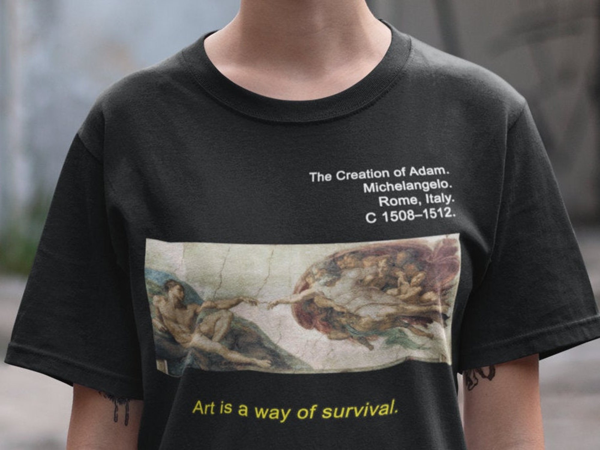 Discover Camiseta El Momento de la Creación de Adán Mano Vintage para Hombre Mujer