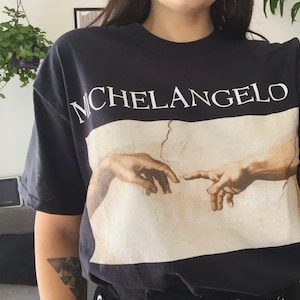 Michelangelo Shirt - The Creation Of Adam Vintage Art Shirt%100 High Quality Cotton