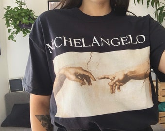 Koszula Michelangelo - Stworzenie Adama Vintage Art Shirt% 100 wysokiej jakości bawełny
