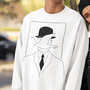 Tribute to Magritte One line Abstract art Sweatshirt - Unisex aesthetic art lover Hoodie Vintage Magritte