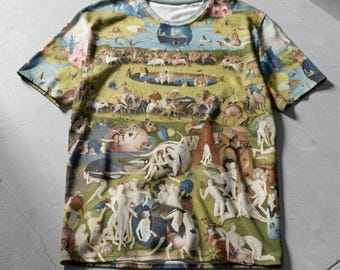 T-shirt unisexe imprimé sur l'œuvre de Jérôme Bosch, Le Jardin des délices.
