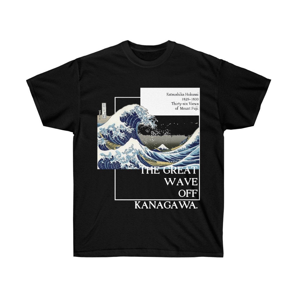 【oan】THE GREAT WAVE Short Sleeve T-shirt Great Wave Kanagawa Shirt - Unique Wearable Art - Japanese