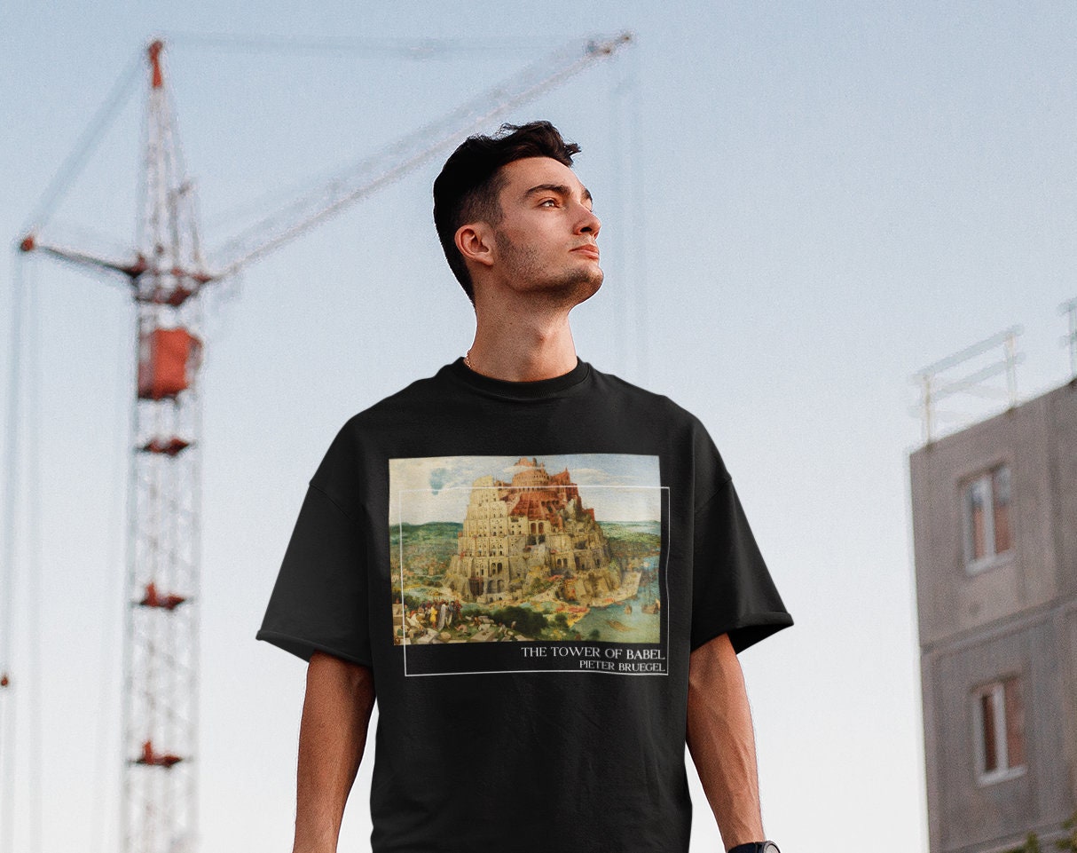 Pieter Bruegel シャツ - バベルの塔 ユニセックス美的アート T シャツ