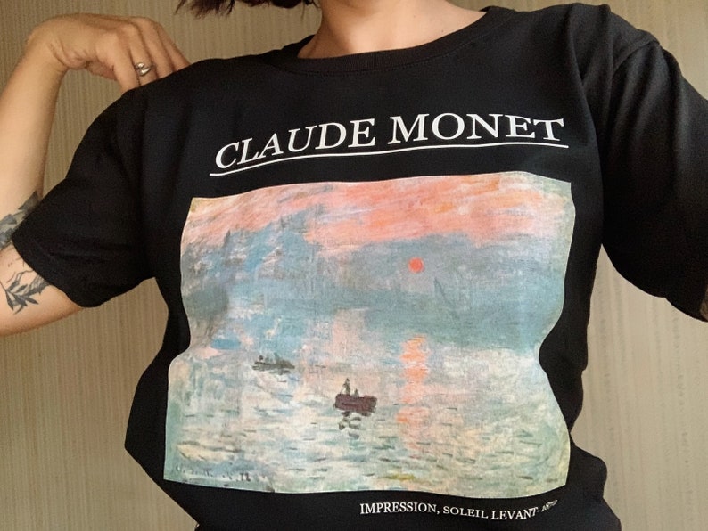 Claude Monet inspired shirt Soleil Levant Aesthetic Art shirt %100 High Quality Cotton Tribute to Monet imagen 1