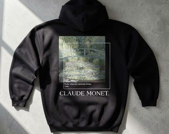 Moletom com Capuz Claude Monet Nenúfares - Estampa nas Costas - Moletom Museumcore Art - Presente para Amantes da Arte