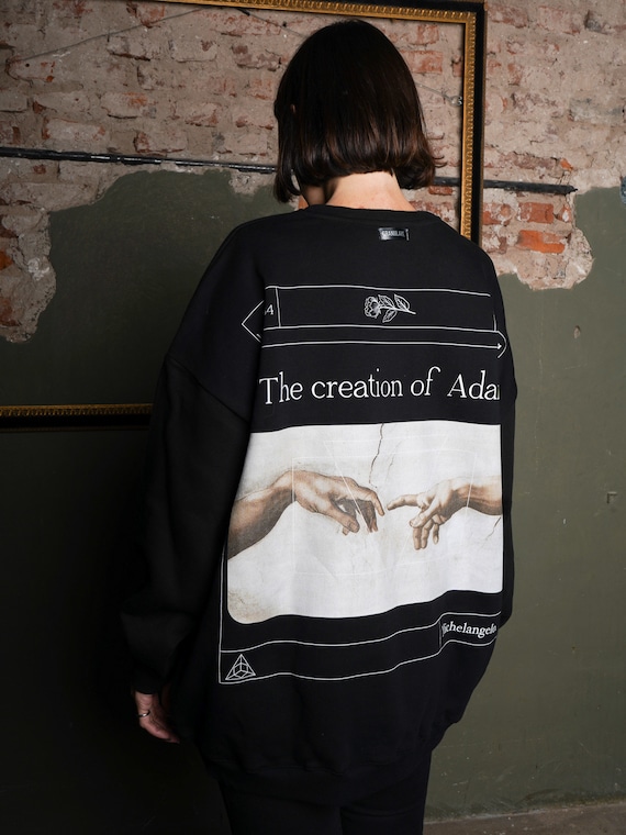 Michelangelo Sweatshirt Aesthetic backprint Michelangelo Oversized sweatshirt art tumblr winter outfit men sweatshirt women sweatshirt Etsy Mexico