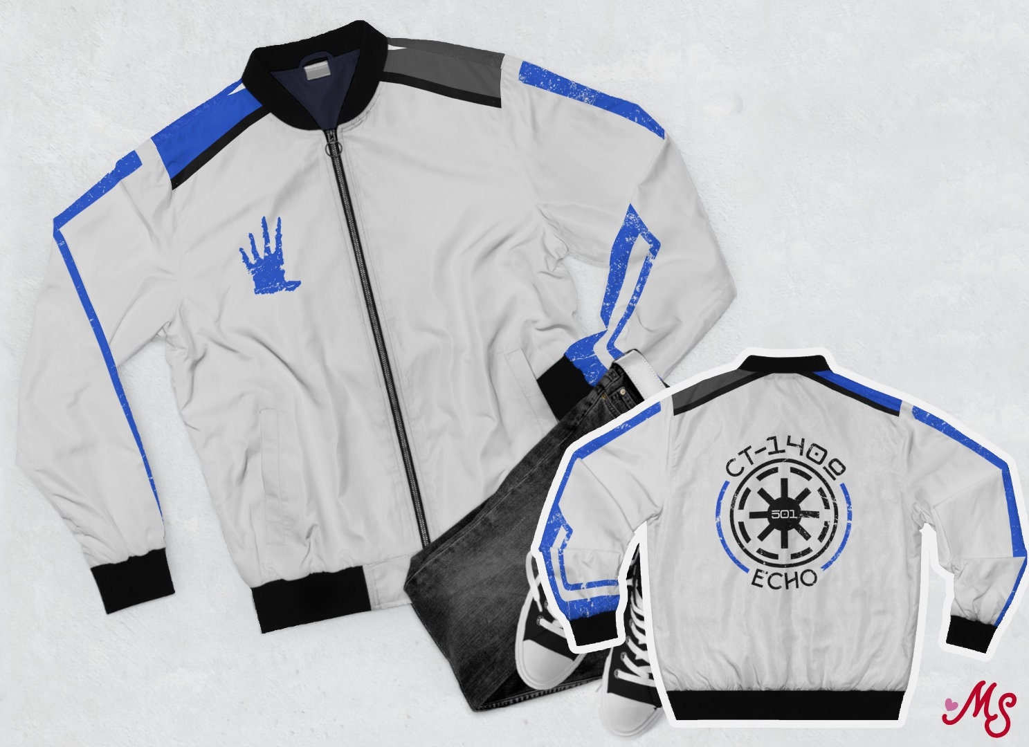 ジャケット・アウター amerge ribbon sleeve onepiece jacket Anime-One-Piece-Marine-Bomber-