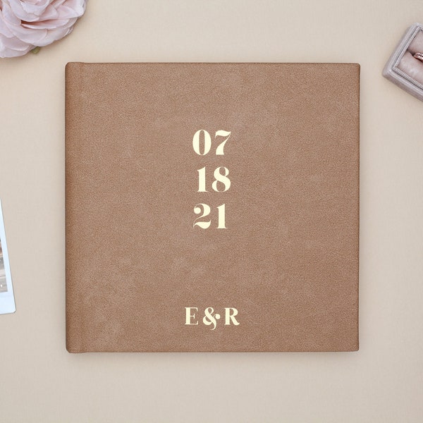 Wedding Guest Book for Instant Photos and Wishes. Personalized Rustic Wedding Photo Album. Square Mini