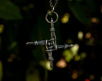 Brigid Cross Pendant/Brigid Pendant/Brigid Cross Necklace/Protection Necklace/Witch Necklace/Sterling Silver Brigid Cross/Goddess Necklace