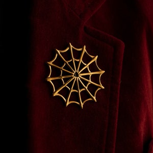 Spider Web Brooch: Solid Brass, Vintage Style Halloween Pin