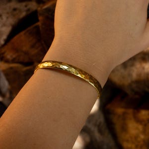 Hammered Cuff Bracelet: Solid Brass, Boho Jewelry