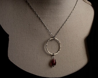 Persephone Pomegranate Seed Necklace: Hand Blown Glass, Solid Sterling Silver