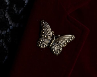 Art Nouveau Butterfly Pin: Solid Brass Lapel Pin