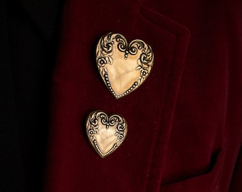 Spilla a forma di cuore: spilla da bavero in ottone massiccio in stile vintage