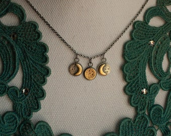 Triple Moon Necklace/Triple Goddess Necklace/Moon Necklace/Goddess Necklace/Triple Moon Jewelry/Moon Jewelry/Goddess Jewelry/Witch Necklace
