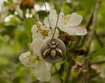 Bee Necklace/Bee Jewelry/Bee Charm/Honey Bee Jewelry/Honey Bee Necklace/Charm Necklace/Honey Bee Charm/Boho Necklace/Honey Bee/Bee/Sterling