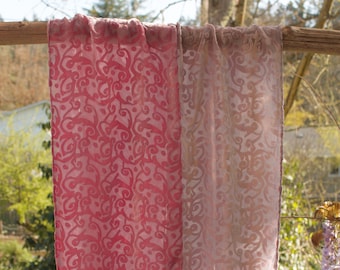 Plant Dyed Velvet Scarf: Silk Rayon Devore, Pink, Lilac