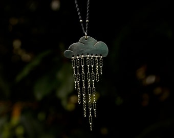 Rain Cloud Necklace/Rain Necklace/Cloud Necklace/Rain Jewelry/Cloud Jewelry/Dangle Necklace/Boho Necklace/Sterling Silver Necklace/Cloud